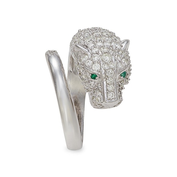 Effy Signature 14K White Gold Diamond Panther Ring - Picture 2 of 6
